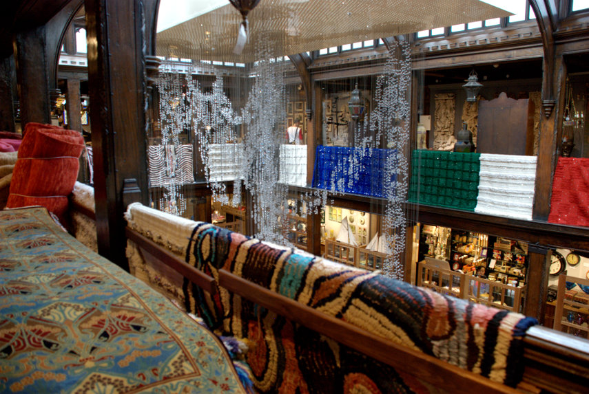 Picture looking across a light well in the Rugs Department, Liberty's, Soho, London, Great Britain