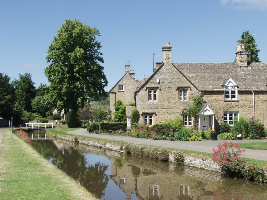 Downstream of the Old Mill, Lower Slaughter, Gloucestershire, England, Great Britain