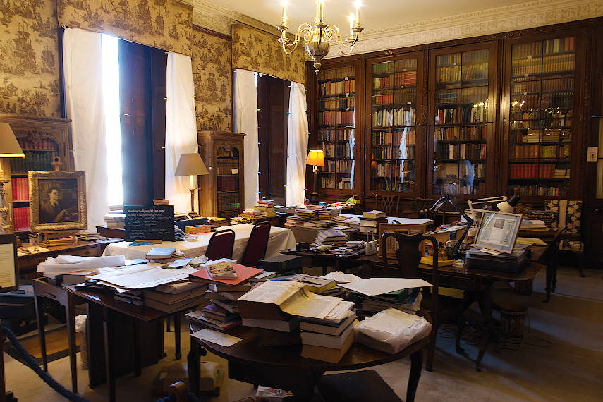The Study, Plas Newydd, Menai Bridge, Bangor, Caernarfonshire, Wales, Great Britain