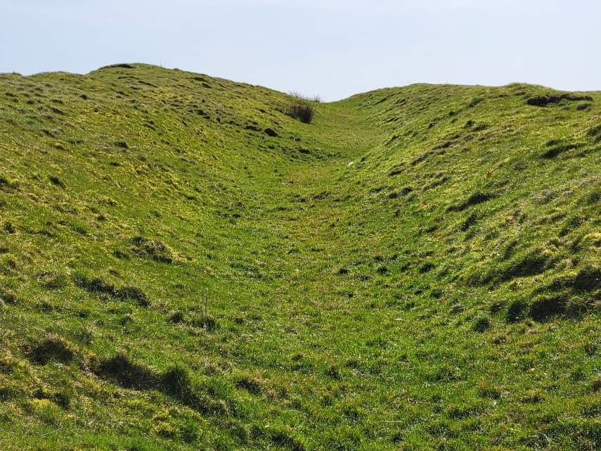 The Cross Dyke looking uphill, Newtown, Mongomeryshire