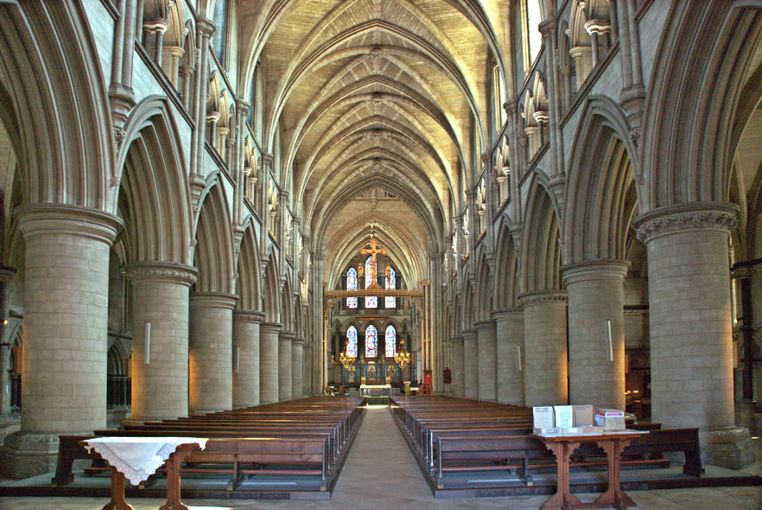 The Nave, St. John's Cathedral and Garden, Norwich, Norfolk, England, Great Britain