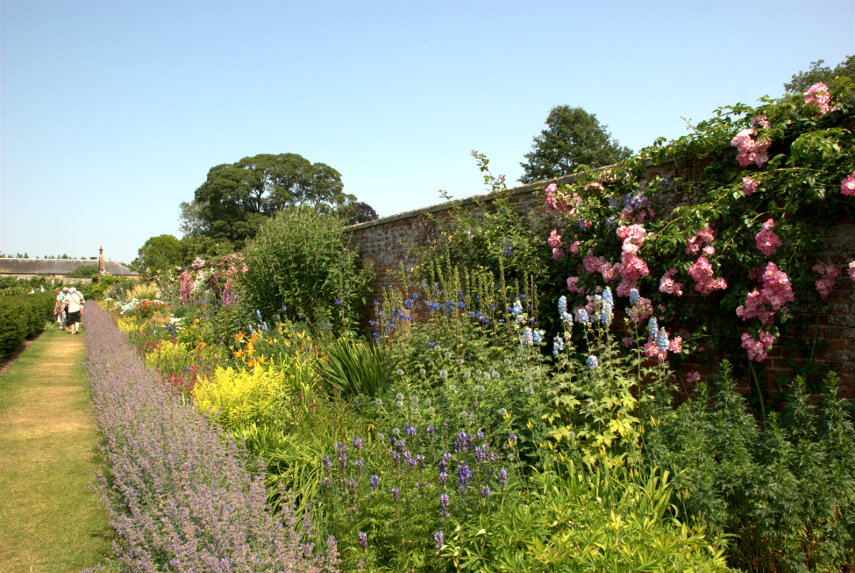 The Herbaceous Border, Oxburgh Hall, Oxburgh, Norfolk, England, Great Britain