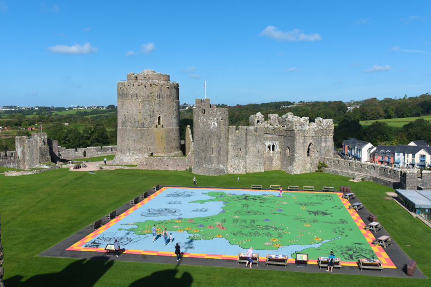 The Great Map with the Keep beyond, Pembroke Castle, Pembroke, Pembrokeshire, Wales