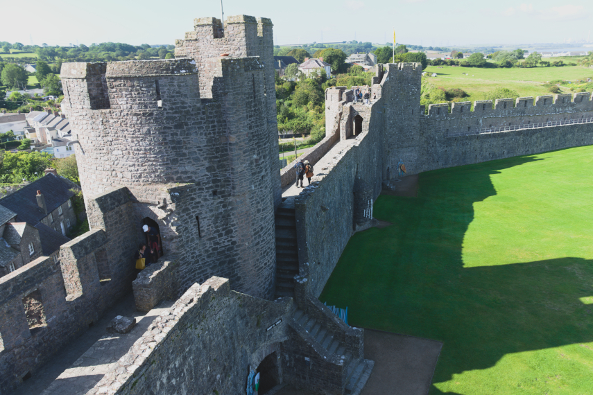 Steps, Walls and Towers, Pembroke Castle, Pembroke, Pembrokeshire, Wales