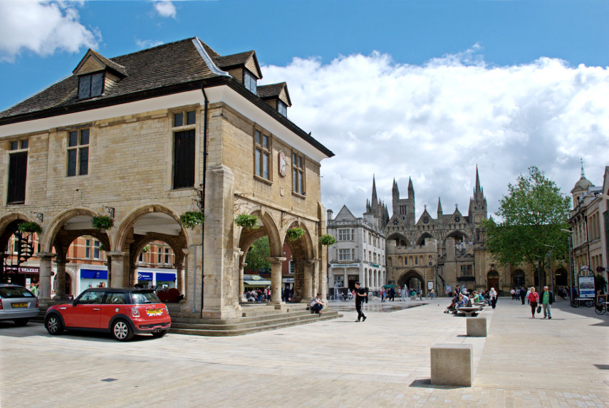 The Market Square, Peterborough, Cambridgeshire, England, Great Britain