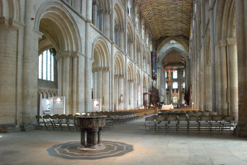 The Nave Interior, Peterborough Cathedral, Peterborough, Cambridgeshire, England, Great Britain
