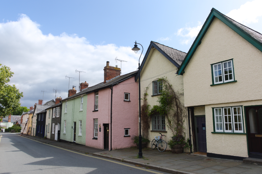 Attractive colour-washed cottages, Presteigne, Radnorshire