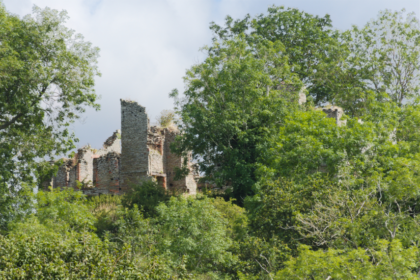 View of the castle ruins, Presteigne, Radnorshire.