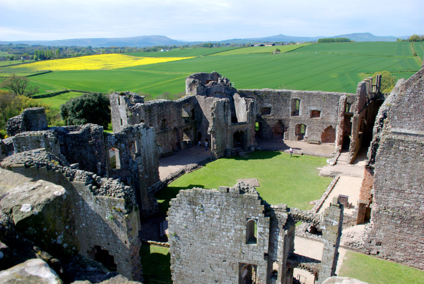 The view from the Great Tower, Raglan Castle, Monmouthshire