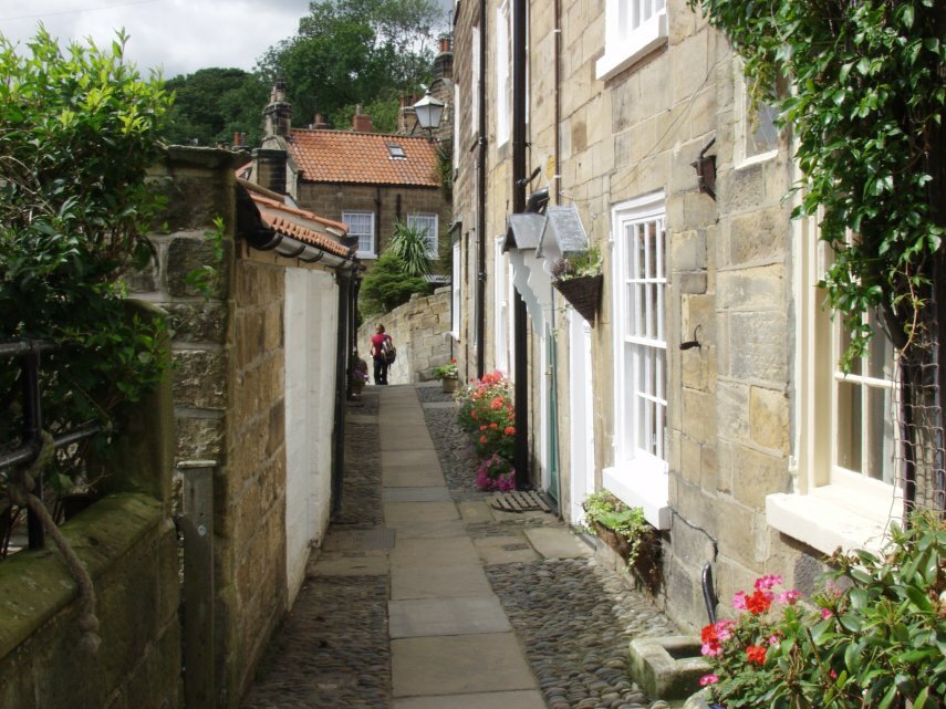 A picturesque lane, Robin Hood's Bay, Yorkshire, England, Great Britain