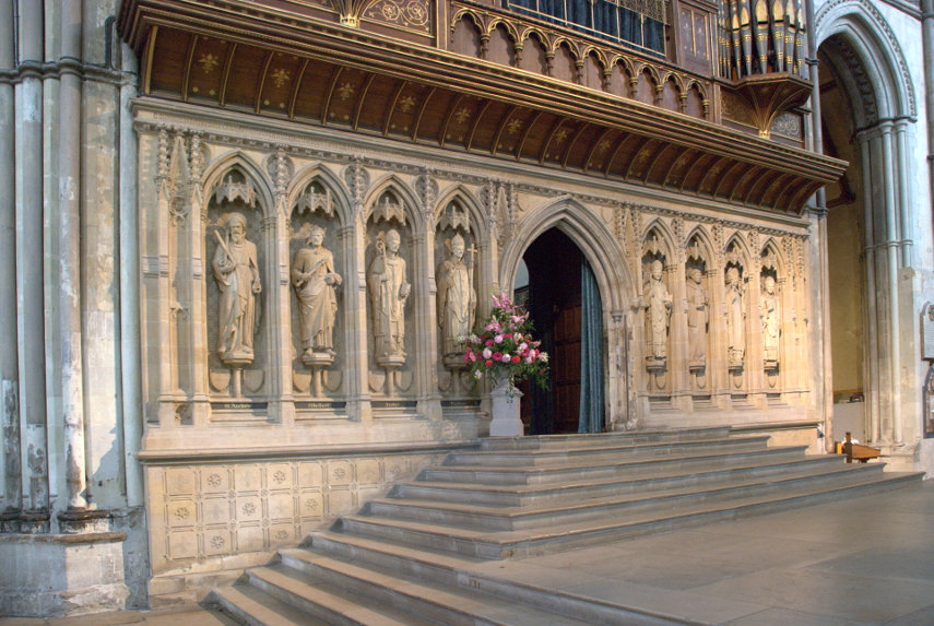 The Quire, or Pulpitum, Screen, Rochester Cathedral, Rochester, Kent, England, Great Britain