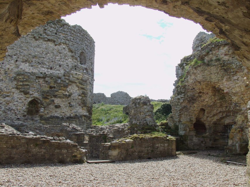 Between the Keep and the outer walls, Camber Castle, Rye, Sussex, England, Great Britain