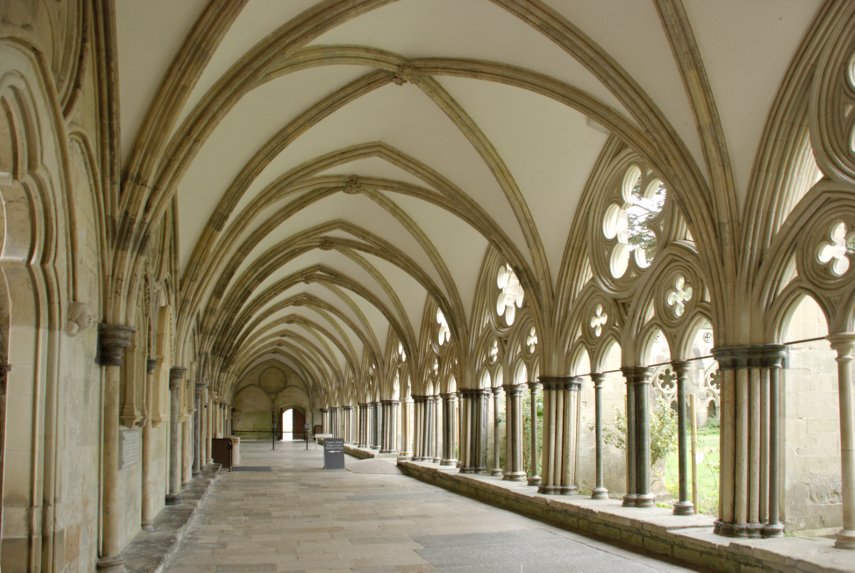 The Cloisters Interior, Salisbury Cathedral, Salisbury, Wiltshire, England, Great Britain