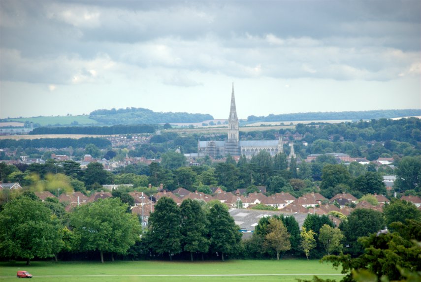 Salisbury from Old Sarum, Wiltshire, England, Great Britain
