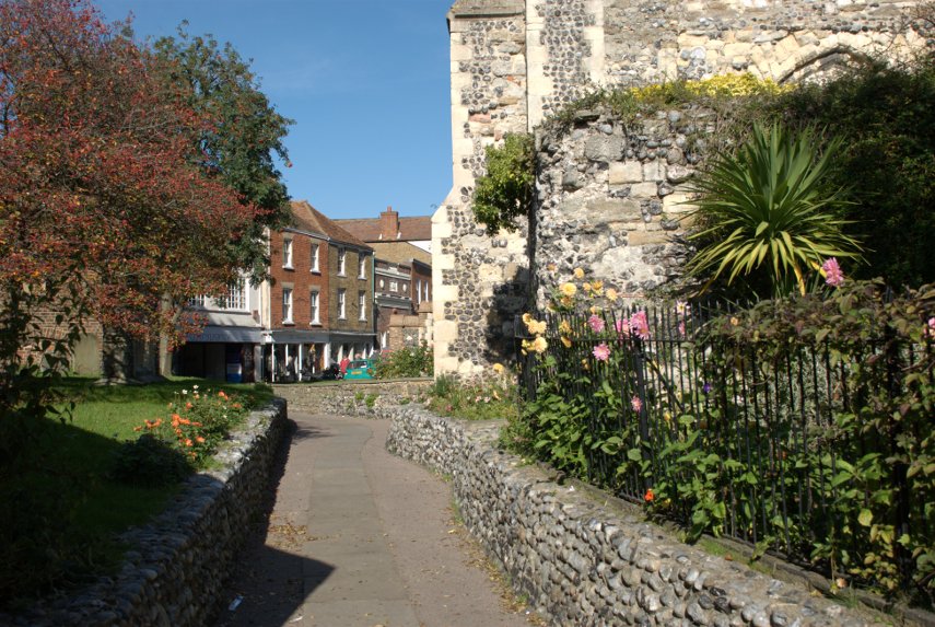 A path by St. Peter's Church, Sandwich, Kent, England, Great Britain