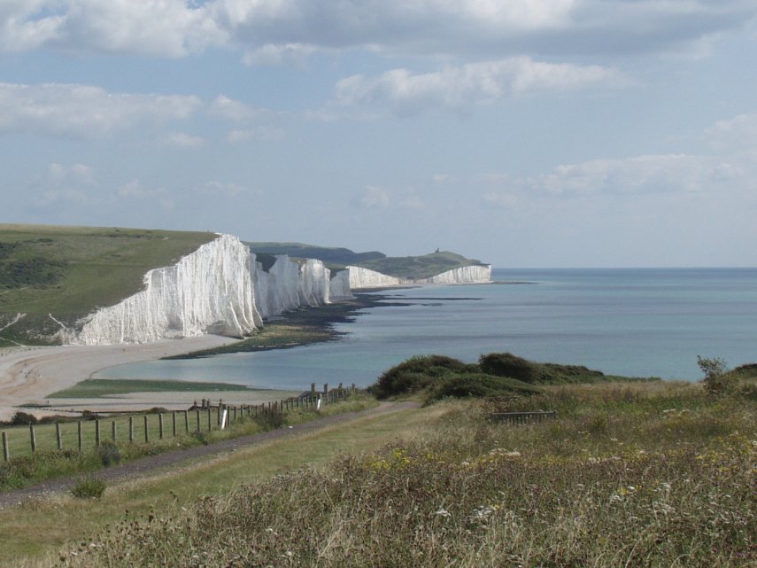 The Seven Sisters from Seaford Head, Sussex, England, Great Britain