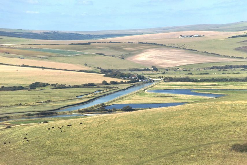 The Cuckmere Valley and Exceat from Haven Brow, Eastbourne, Sussex, England