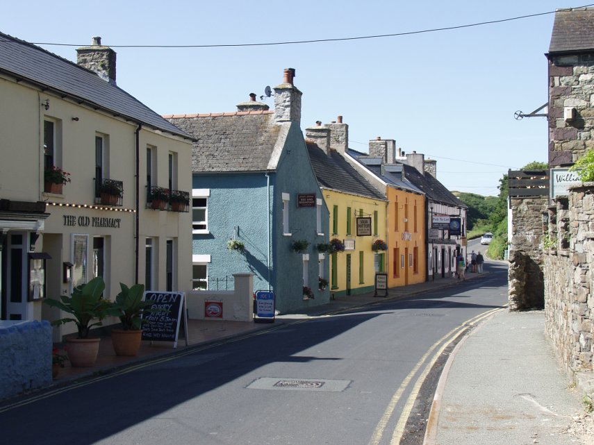 The main road through Solva, St. David's, Pembrokeshire, Wales, Great Britain