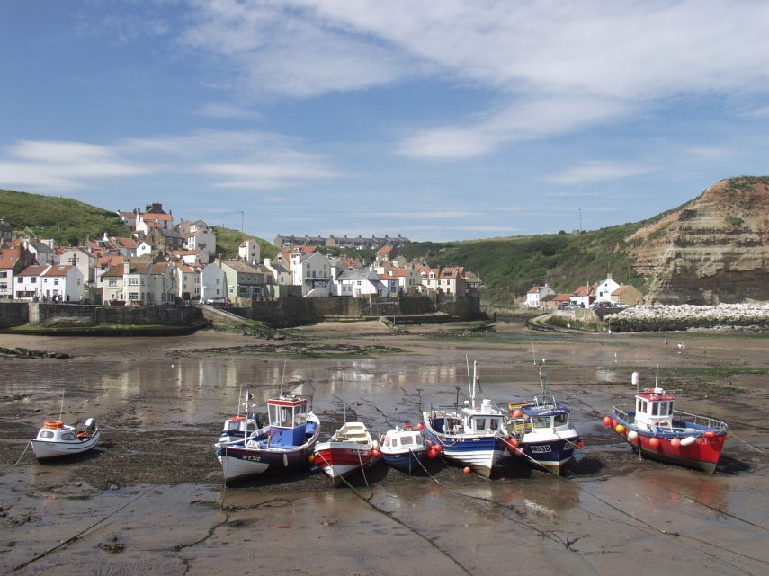 View of Staithes Harbour, Staithes, Yorkshire, England