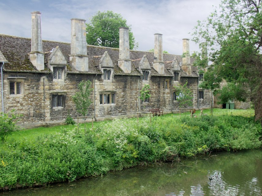 The rear of Lord Burghley's Hospital (Almshouses), Stamford, Lincolnshire, England, Great Britain