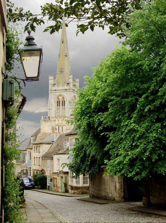 Barn Hill and All Saints Church, Stamford, Lincolnshire, England, Great Britain