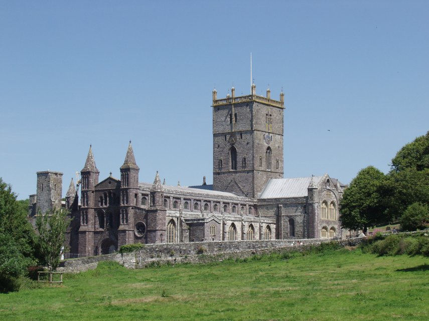 Scene showing St. David's Cathedral, St. David's, Pembrokeshire, Wales