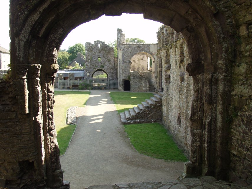 The view from the Main Porch, Bishop's Palace, St. David's, Pembrokeshire, Wales, Great Britain
