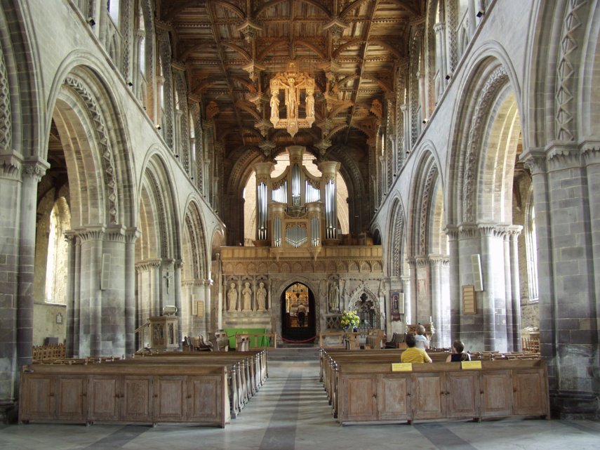 The Nave, St. David's Cathedral, St. David's, Pembrokeshire, Wales, Great Britain