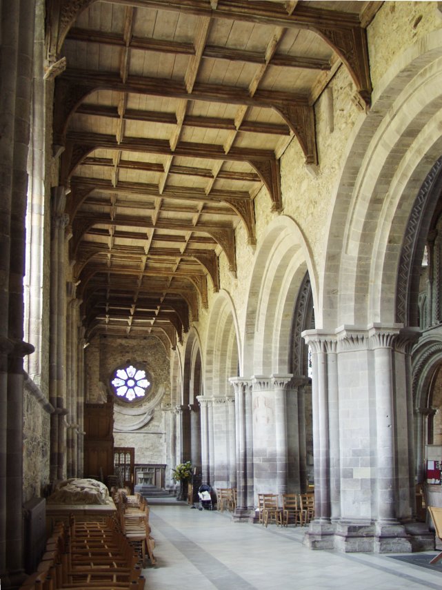 The South Aisle looking west, St. David's Cathedral, St. David's, Pembrokeshire, Wales, Great Britain