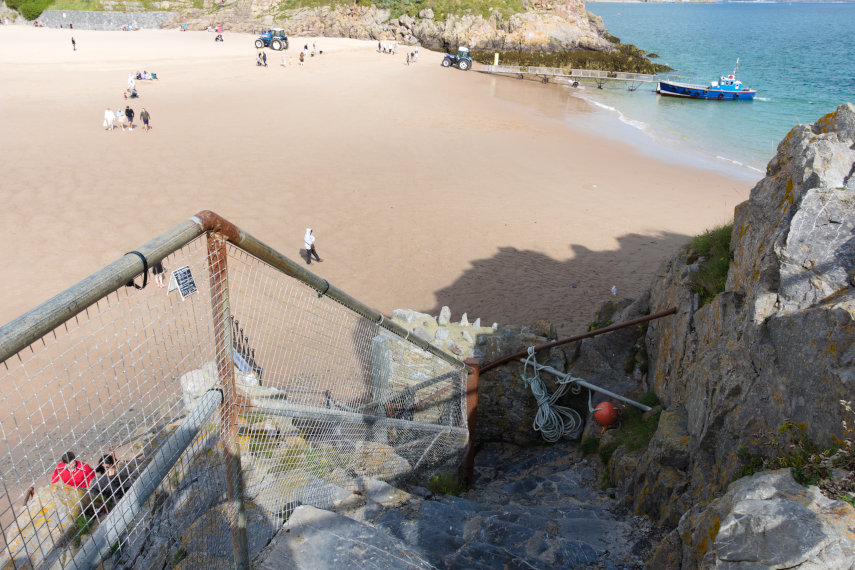 The steps up from South Beach, Tenby, Pembrokeshire, Wales, Great Britain