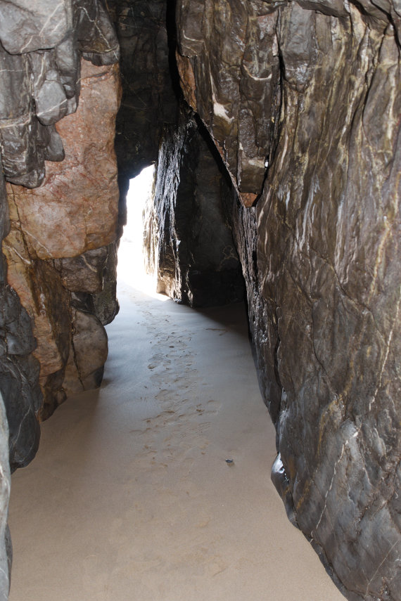 Inside a Cave on South Beach, Tenby, Pembrokeshire, Wales, Great Britain