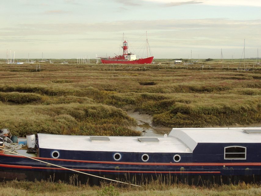 Scene from the top of the sea wall, Tollesbury, Essex, England