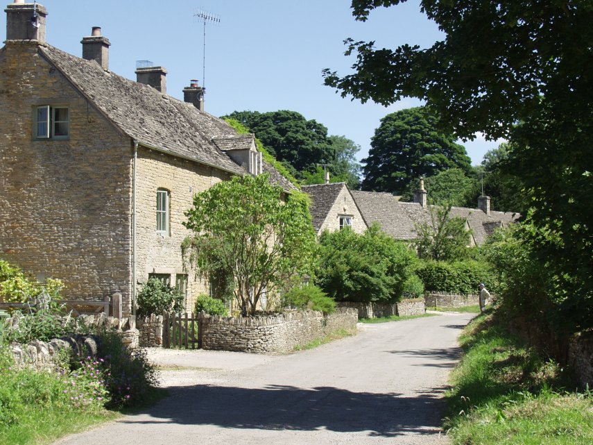 Scene showing Cotswolds Cottages, Upper Slaughter, Gloucestershire, England