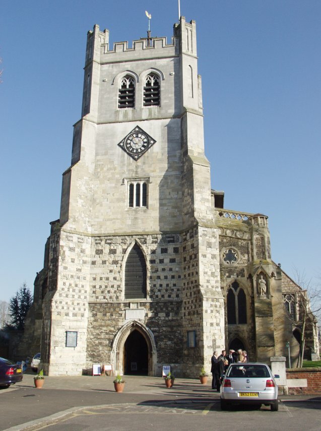 The Tower, Church of the Holy Cross and St. Lawrence, Waltham Abbey, Essex, England, Great Britain