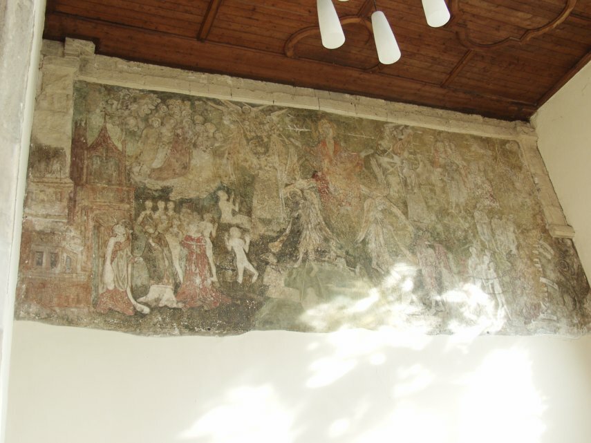 15th Century Wall Painting, Church of the Holy Cross and St. Lawrence, Waltham Abbey, Essex, England, Great Britain