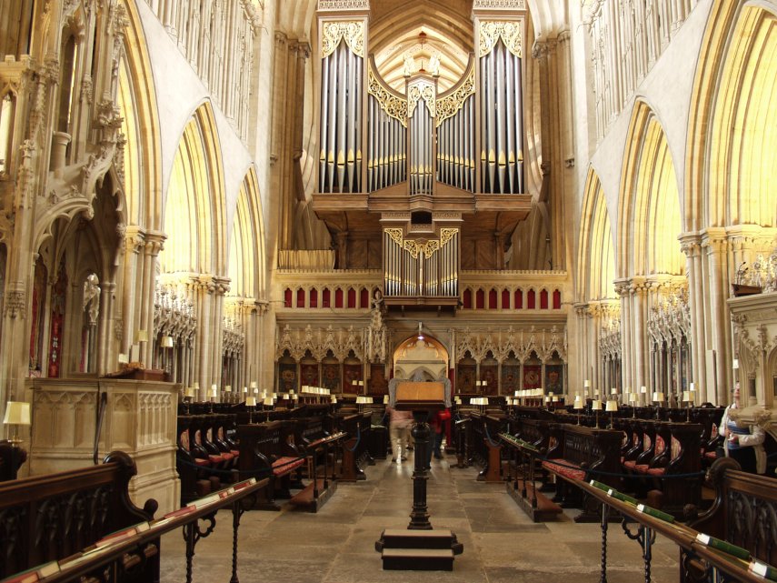 The Quire, Wells Cathedral, Wells, Somerset, England, Great Britain