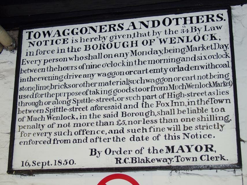 An Old Notice Board, 16th Century Guildhall, Much Wenlock, Shropshire, England, Great Britain