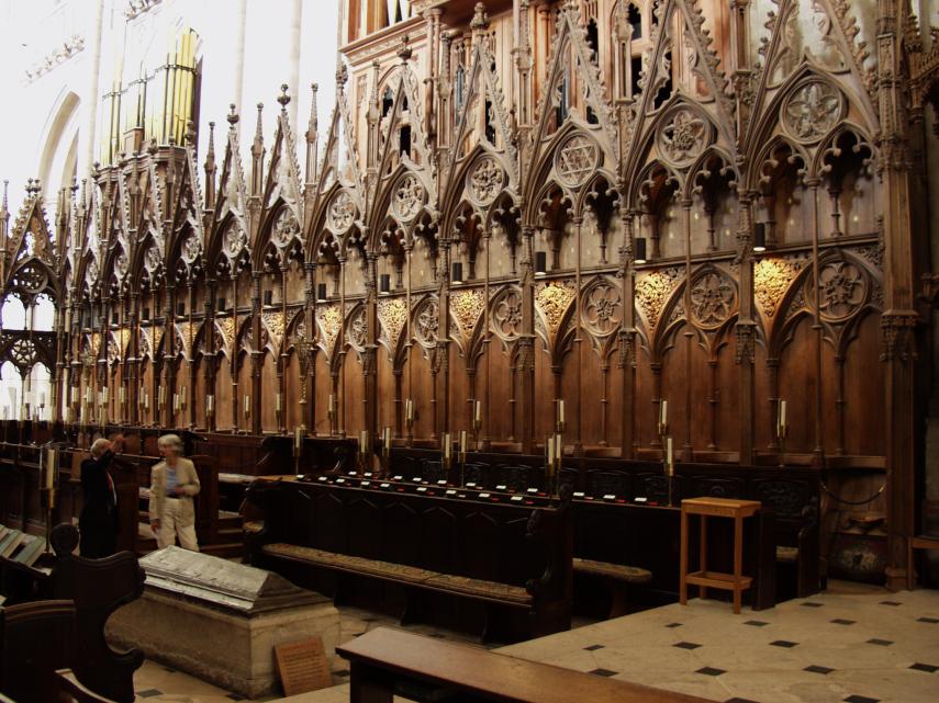 Carvings in the Quire, Winchester Cathedral, Winchester, Hampshire, England, Great Britain