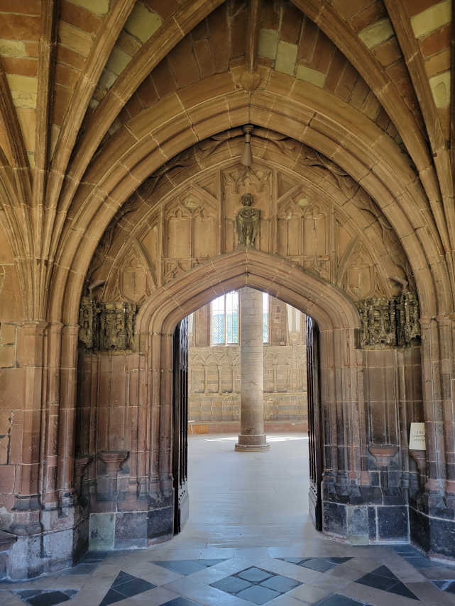 The Chapter House Entrance, Worcester Cathedral, Worcester, Worcestershire, England, Great Britain