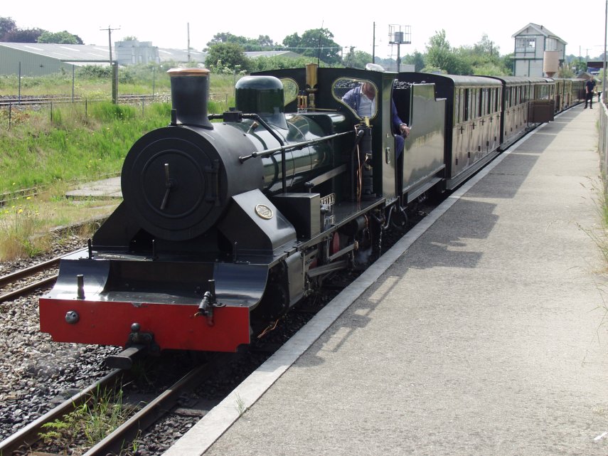 Steam locomotive at Wroxham Station, Wroxham, Norfolk, England