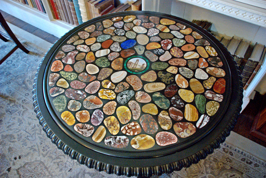 An Inlaid Table, Croft Castle, Yarpole, Herefordshire, England, Great Britain