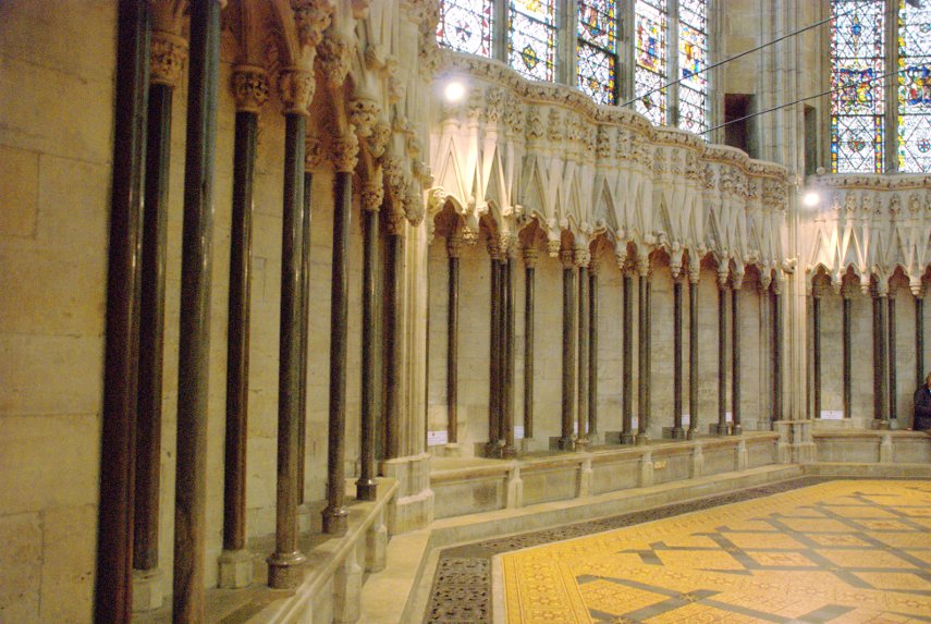 Carving in the Chapter House, York Minster, York, Yorkshire, England, Great Britain