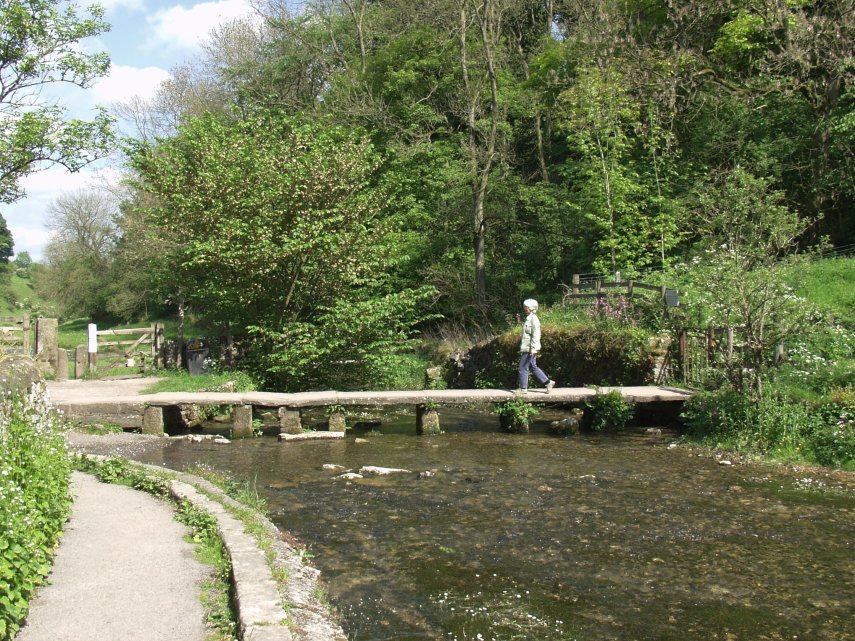 A Clapper Bridge, Bradford Dale, Youlgreave, Derbyshire, England, Great Britain