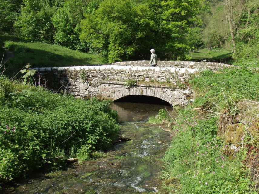 A Packhorse Bridge, Bradford Dale, Youlgreave, Derbyshire, England, Great Britain