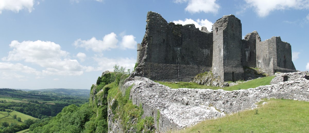 Panoramic view of Carreg Cennen Castle, Carmarthenshire, Wales