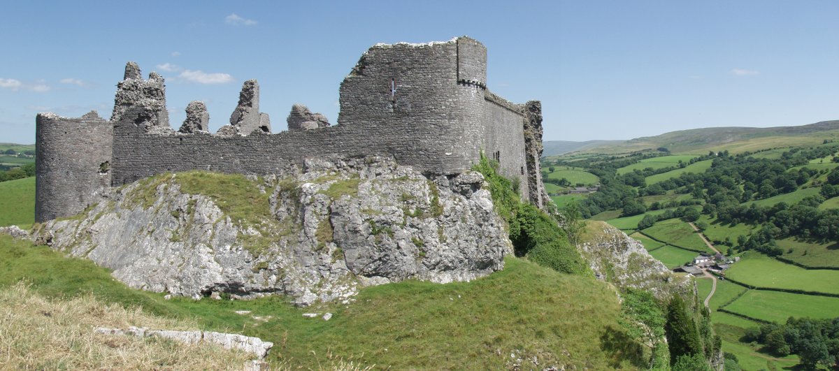 Panoramic view of Carreg Cennen Castle, Carmarthenshire, Wales