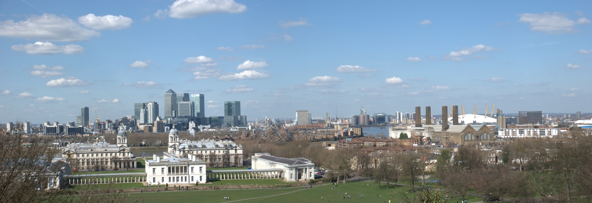Panoramic view of London from Greenwich Park