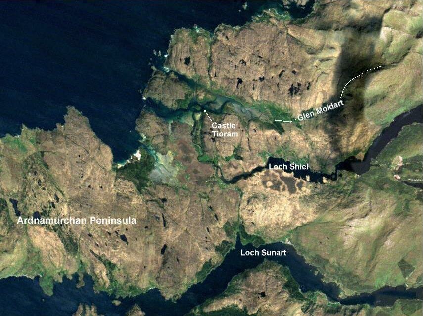 Satellite picture of the Ardnamurchan area, Highlands, Scotland, Great Britain