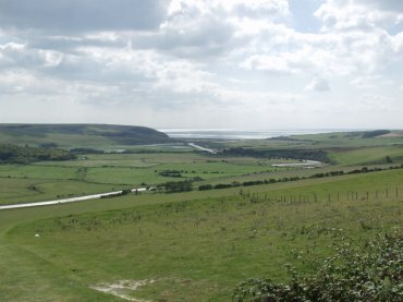 The Cuckmere River and Cuckmere haven from High and Over, Alfriston, Sussex, England