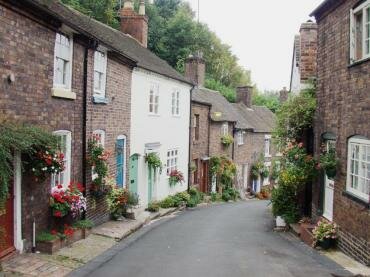 Photo of terraced houses in Railway Street, Bridgnorth, Shropshire, England